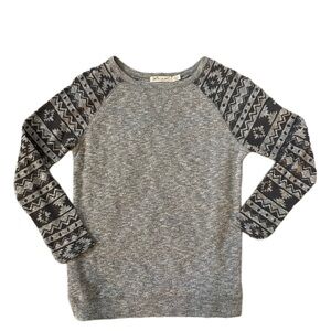 Liberty Love Gray Tribal Boho Patterned Sweater